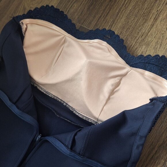 💙 Entry Eyelet Lace Bodycon Tube Corset Peplum Dress Size M - Picture 7 of 9